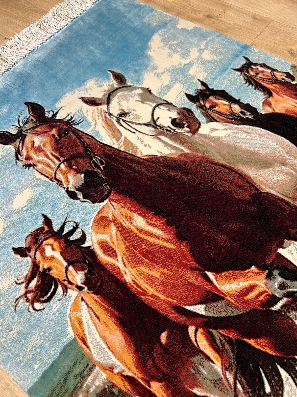 2x3 ft Running Horse Tapestry, Horse Wall Hanging, Woven Art, Decorative Silk Rug