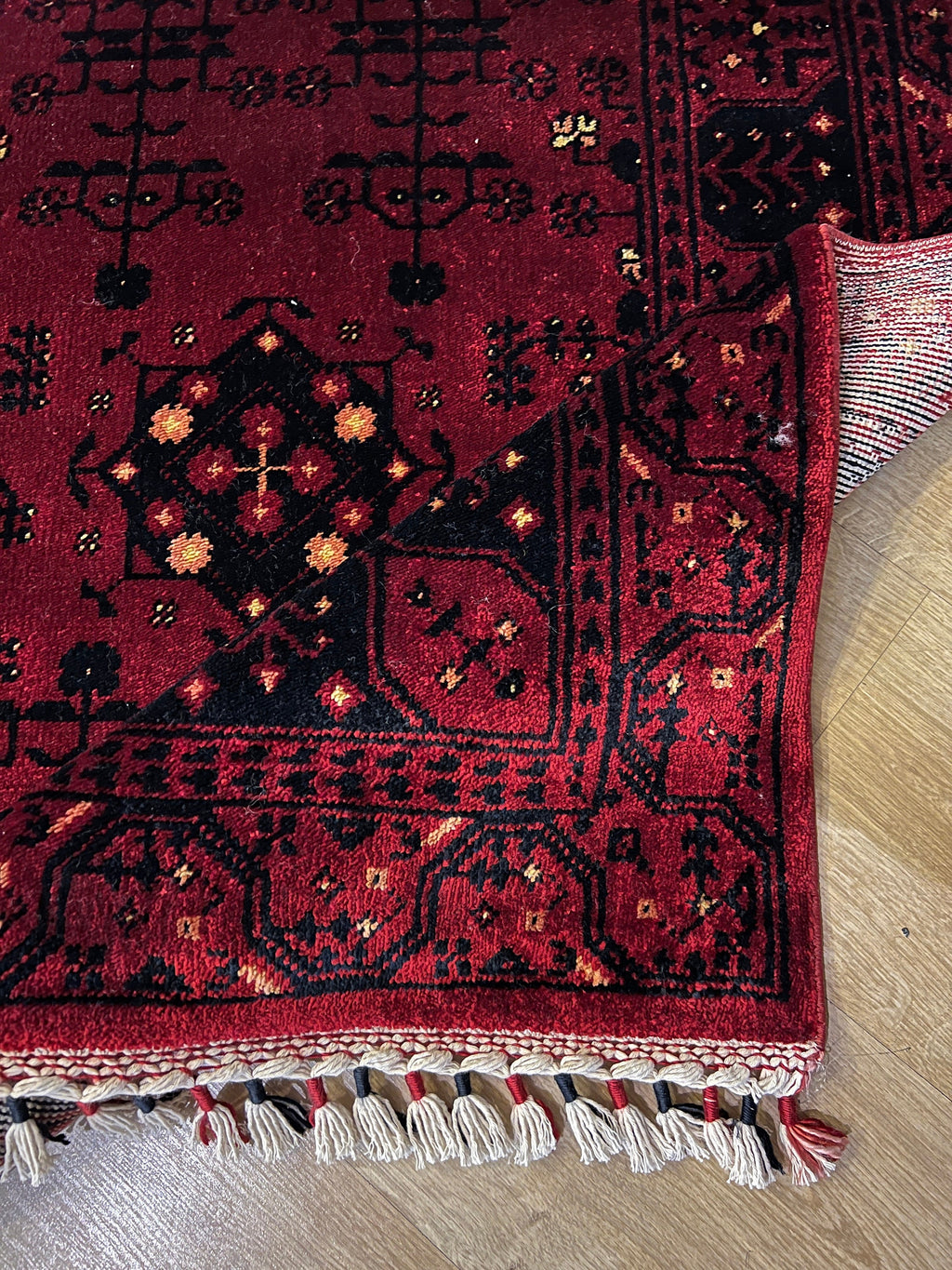 Red Turkish Area Rug, Nostalgic Design, 3x5 Traditional Carpet