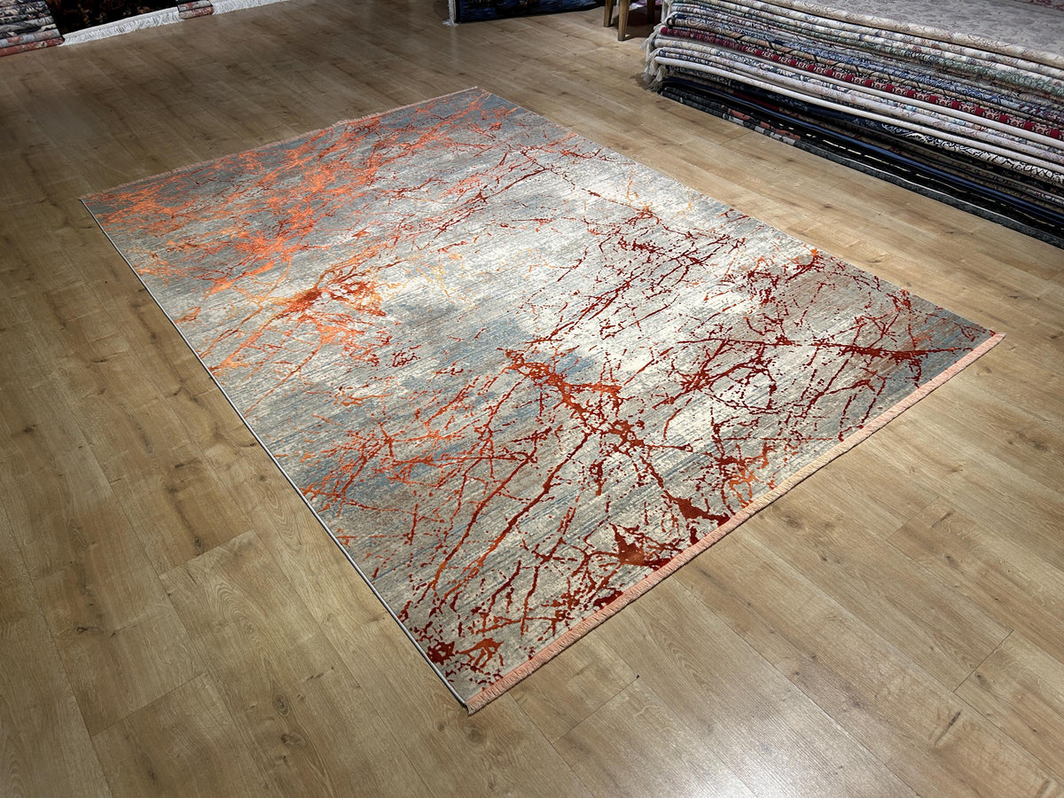 5x8 ft Gray Terracotta Color Bamboo Rug, Contemporary Abstract Home Decor