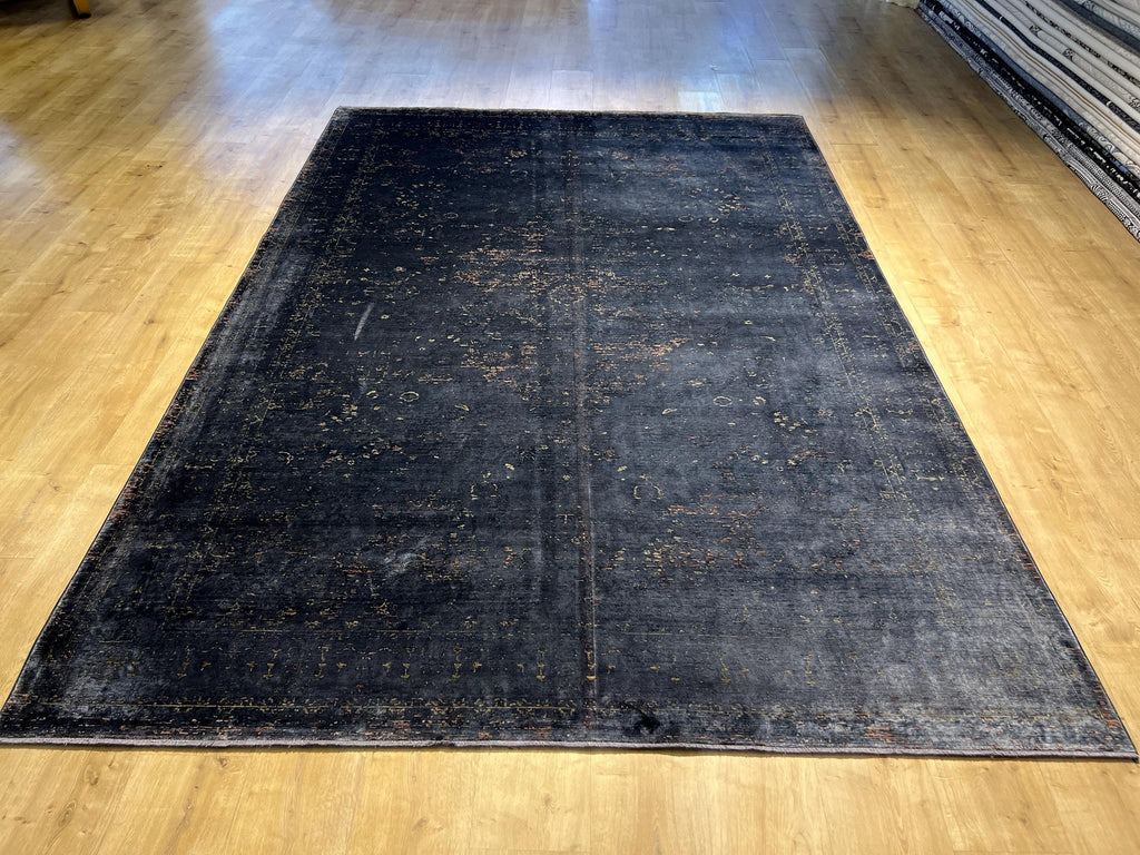 7x10 ft Gold Gray and Smoky Colors Bamboo Modern Carpet, Antique Distressing Pattern