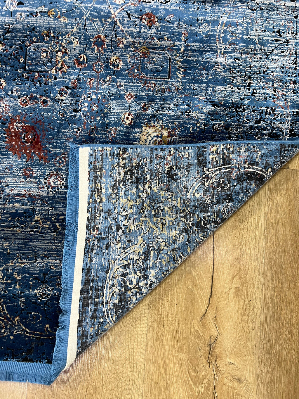 Blue Turkish Bamboo Rug, 5x8 ft, Home Decor Carpet