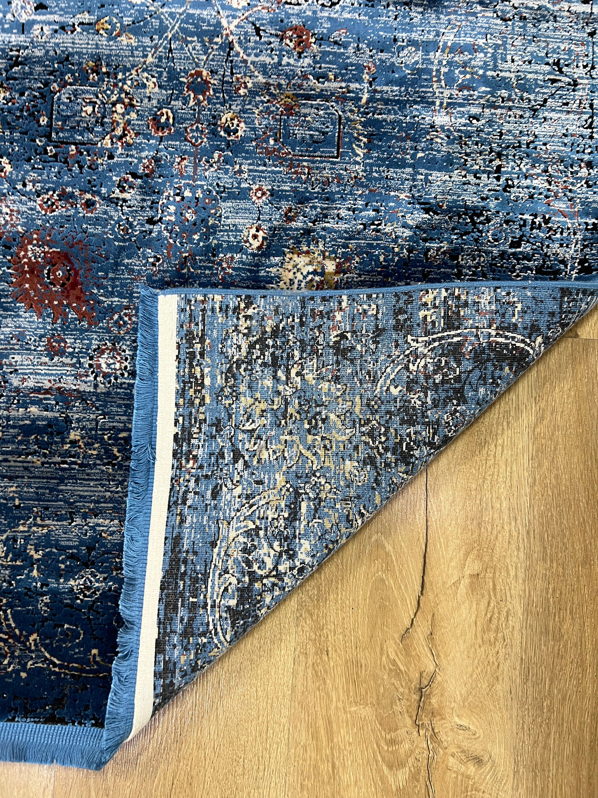 Blue Turkish Bamboo Rug, 5x8 ft, Home Decor Carpet