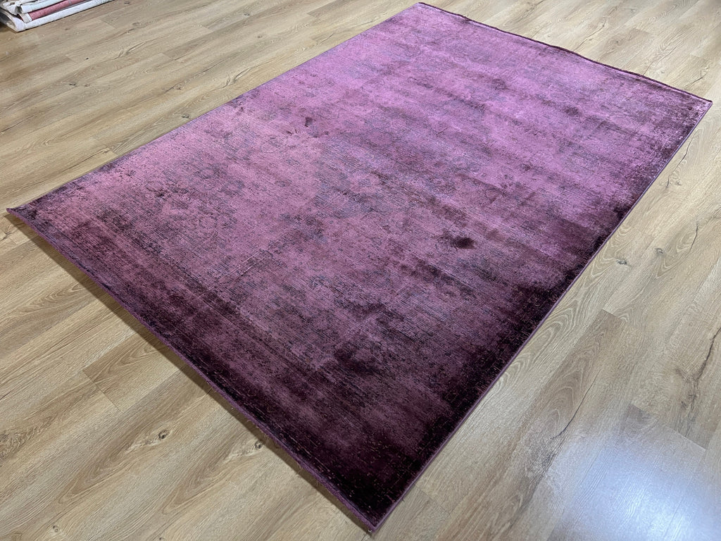 5x8 ft Plum Colour Bamboo Rug, Turkish Home Decor
