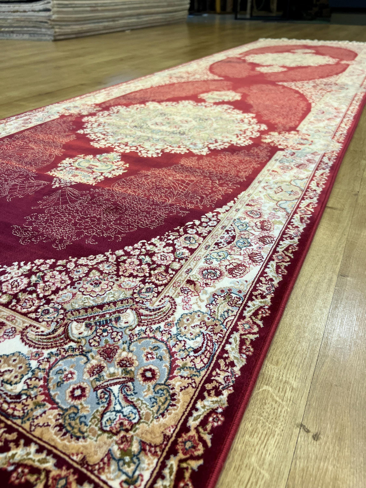 Red Medallion Silk Runner Rug, 3x10 ft, Classic Turkish Style Luxury Rug