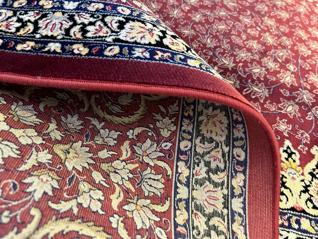 7x10 ft Red Silk Rug, Classic Medallion Design, Luxury Silk Carpet