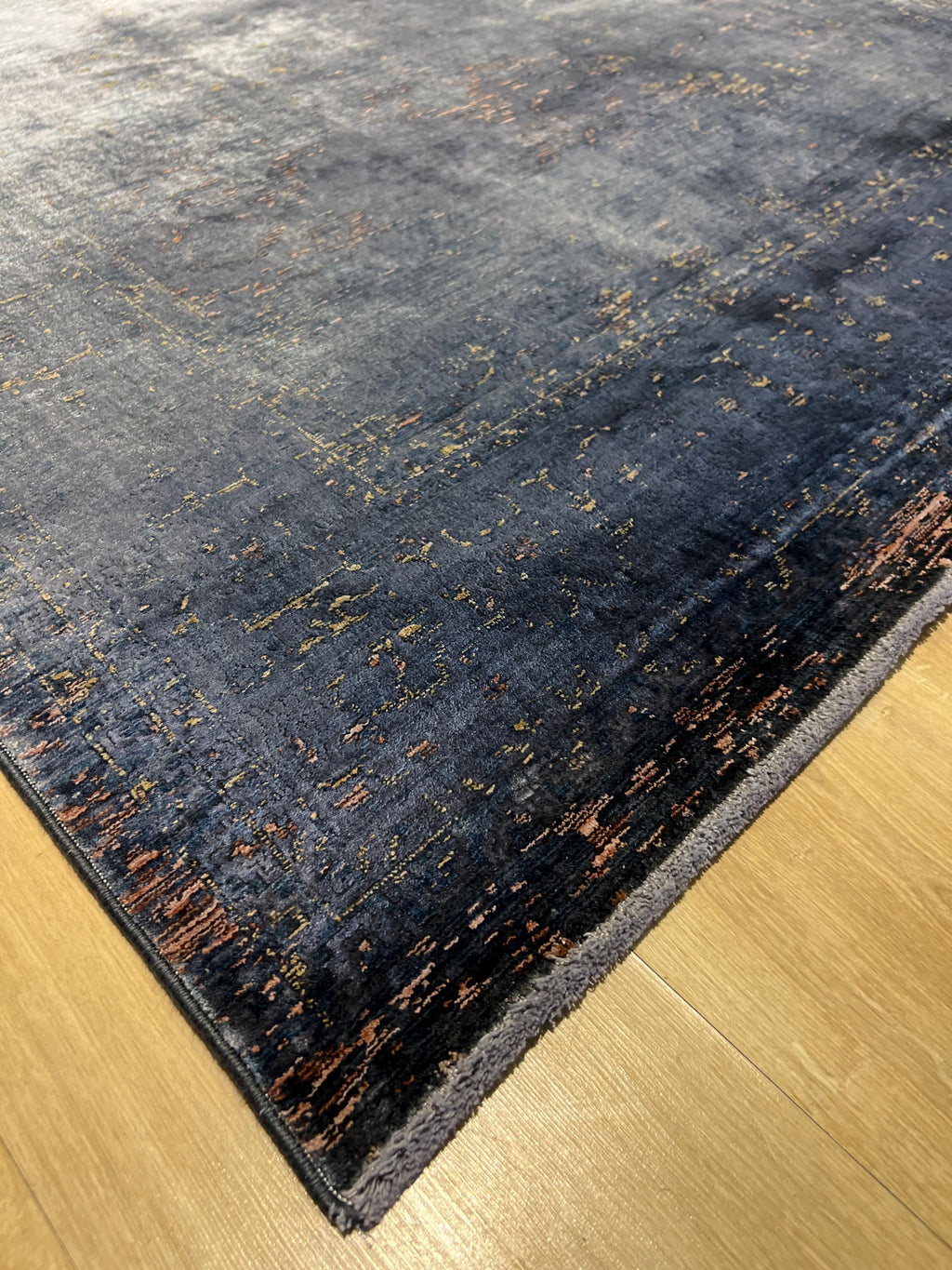 7x10 ft Gold Gray and Smoky Colors Bamboo Modern Carpet, Antique Distressing Pattern