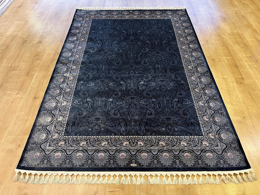 Gray & Silver Silk Rug 5x8 ft, Turkish Carpet, Luxury Home Decor