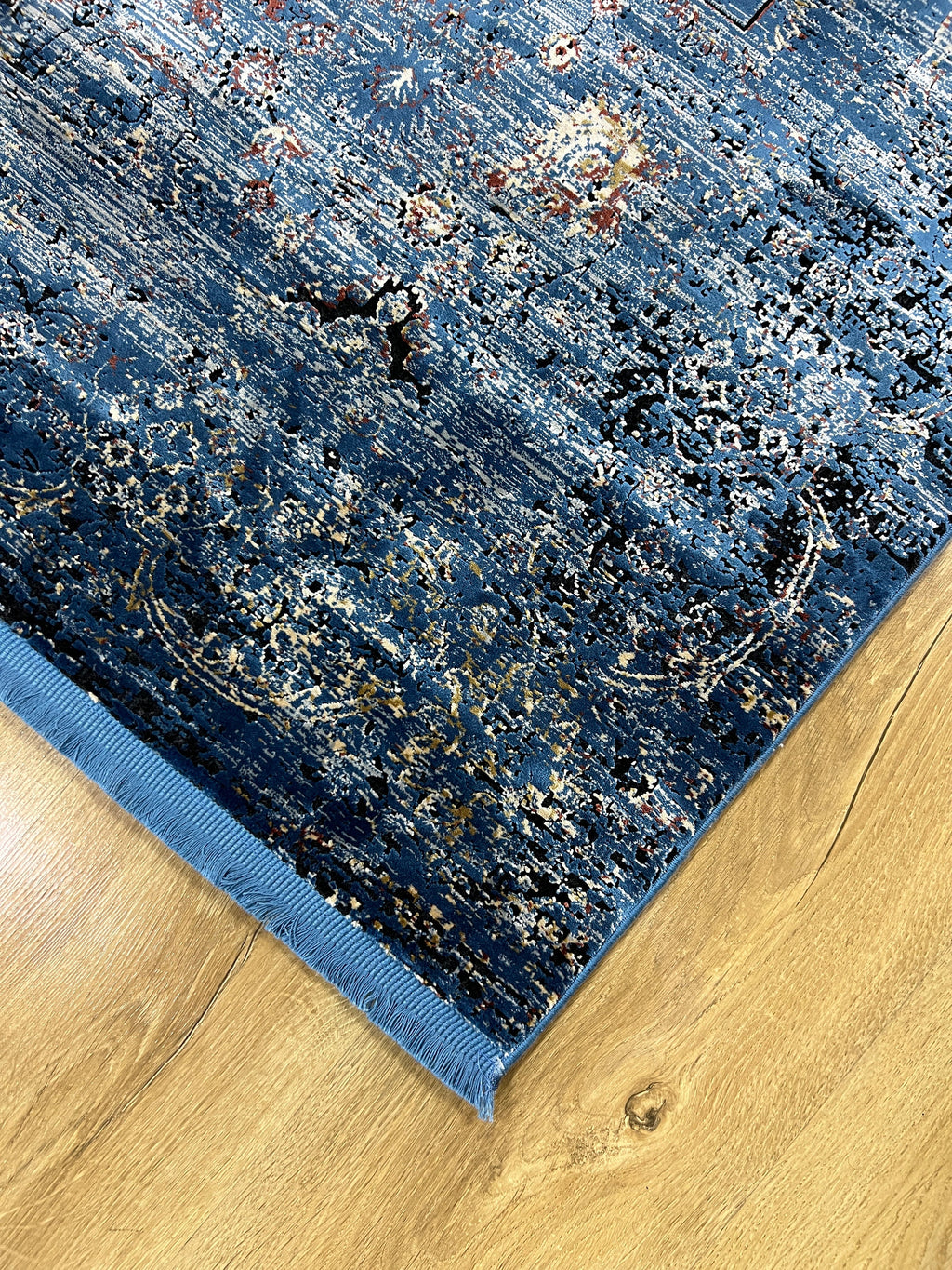 Blue Turkish Bamboo Rug, 5x8 ft, Home Decor Carpet