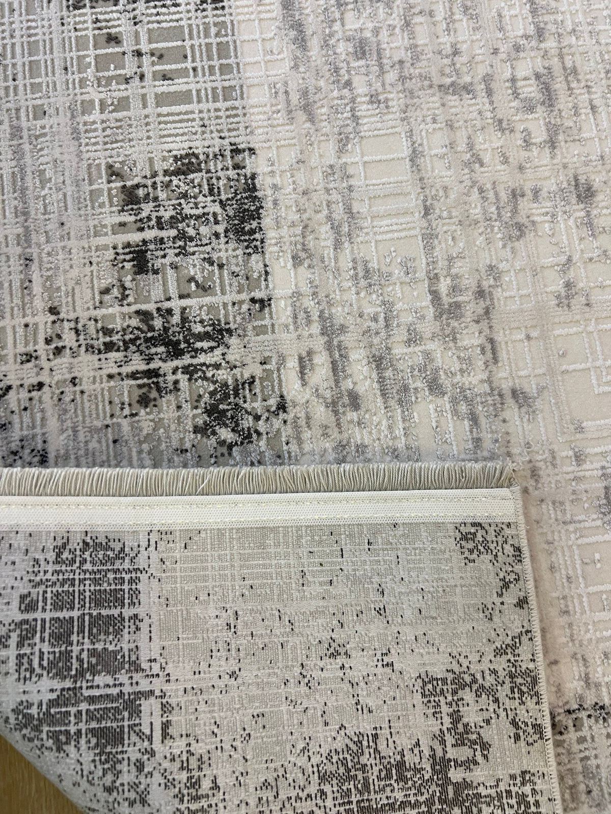Gray and White Bamboo Rug 5x8 ft, Modern Style