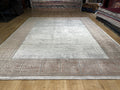 8x10 ft Brick Colour Gray Cream Bamboo Rug, Bordered Minimalist Modern Rug
