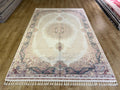 5x8 ft Blue Cream Luxury Silk Rug, Classic Turkish Style Carpet