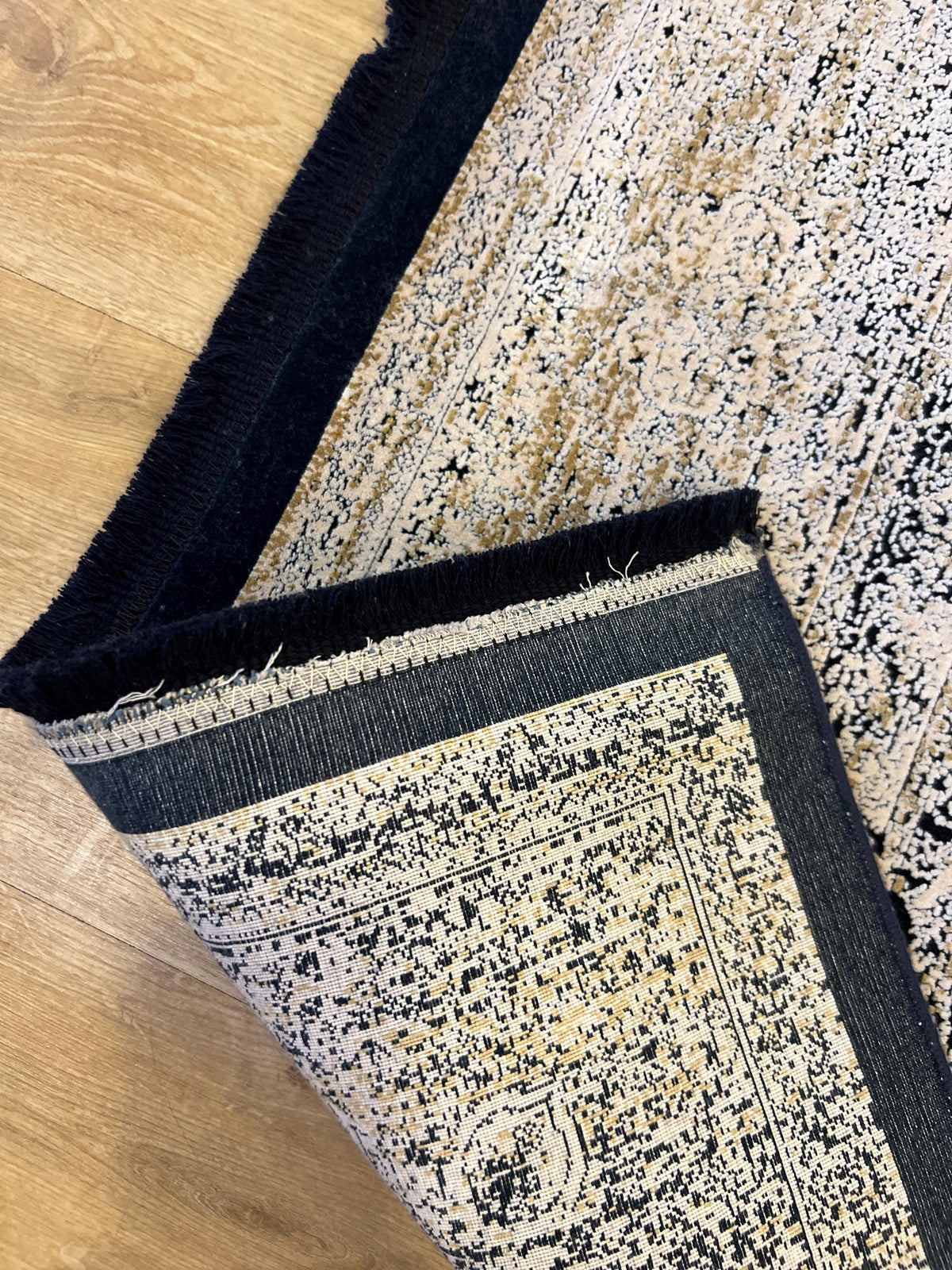5x8 ft Gold Black Bamboo Turkish Rug, Living Room Carpet