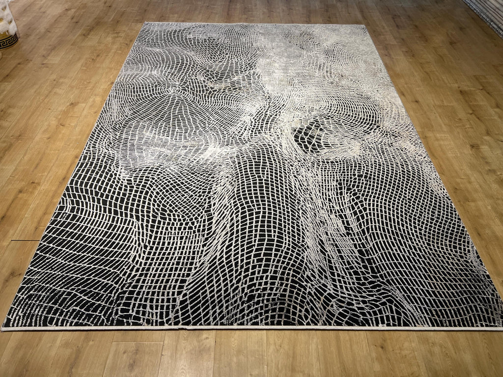 7x10 Ft Gray Abstract Line Bamboo Area Rug