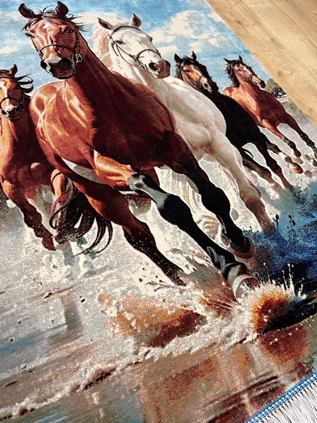 2x3 ft Running Horse Tapestry, Horse Wall Hanging, Woven Art, Decorative Silk Rug