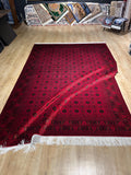 7x10 Ft Red Silk Rug, Ethnic Pattern Turkish Silk Carpet, Traditional Design