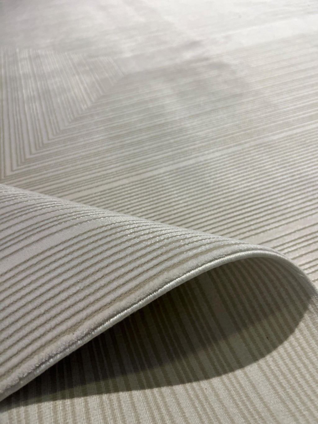 7x10 ft Ivory Cream Bamboo Rug, Striped Modern Bamboo Carpet
