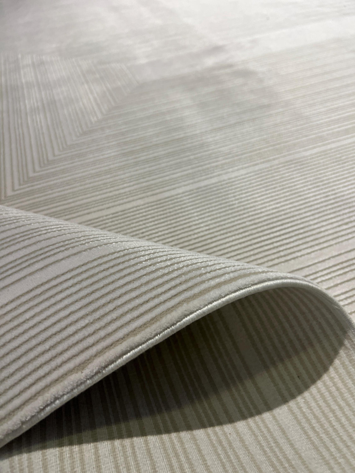 7x10 ft Ivory Cream Bamboo Rug, Striped Modern Bamboo Carpet