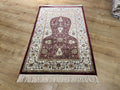 Red Modal Silk Prayer Rug, Janamaz Mat, Muslim Gift (2.62X4.10)