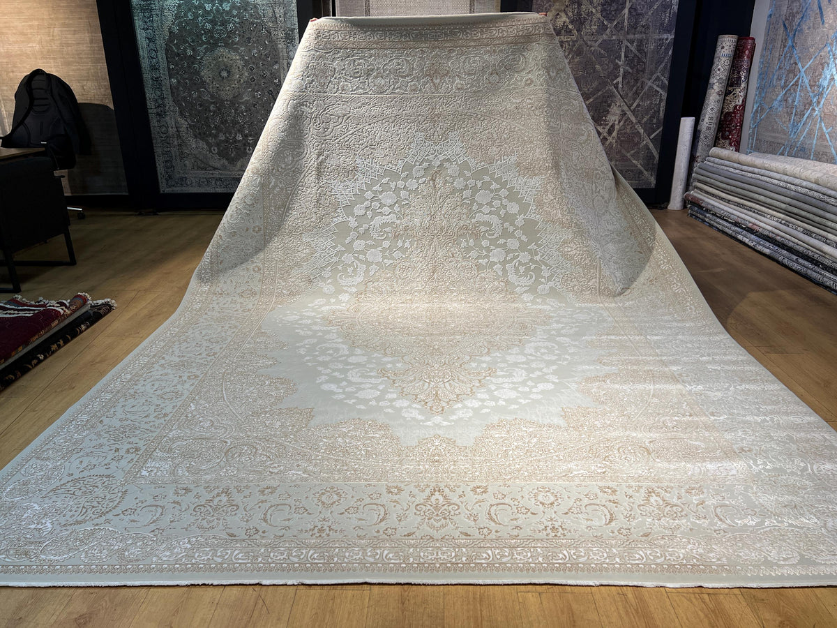 10x13 ft Gold Beige Medallion Bamboo Classic Area Rug