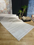 5x8 ft Ivory Bamboo Rug, Modern Bordered Bamboo Carpet