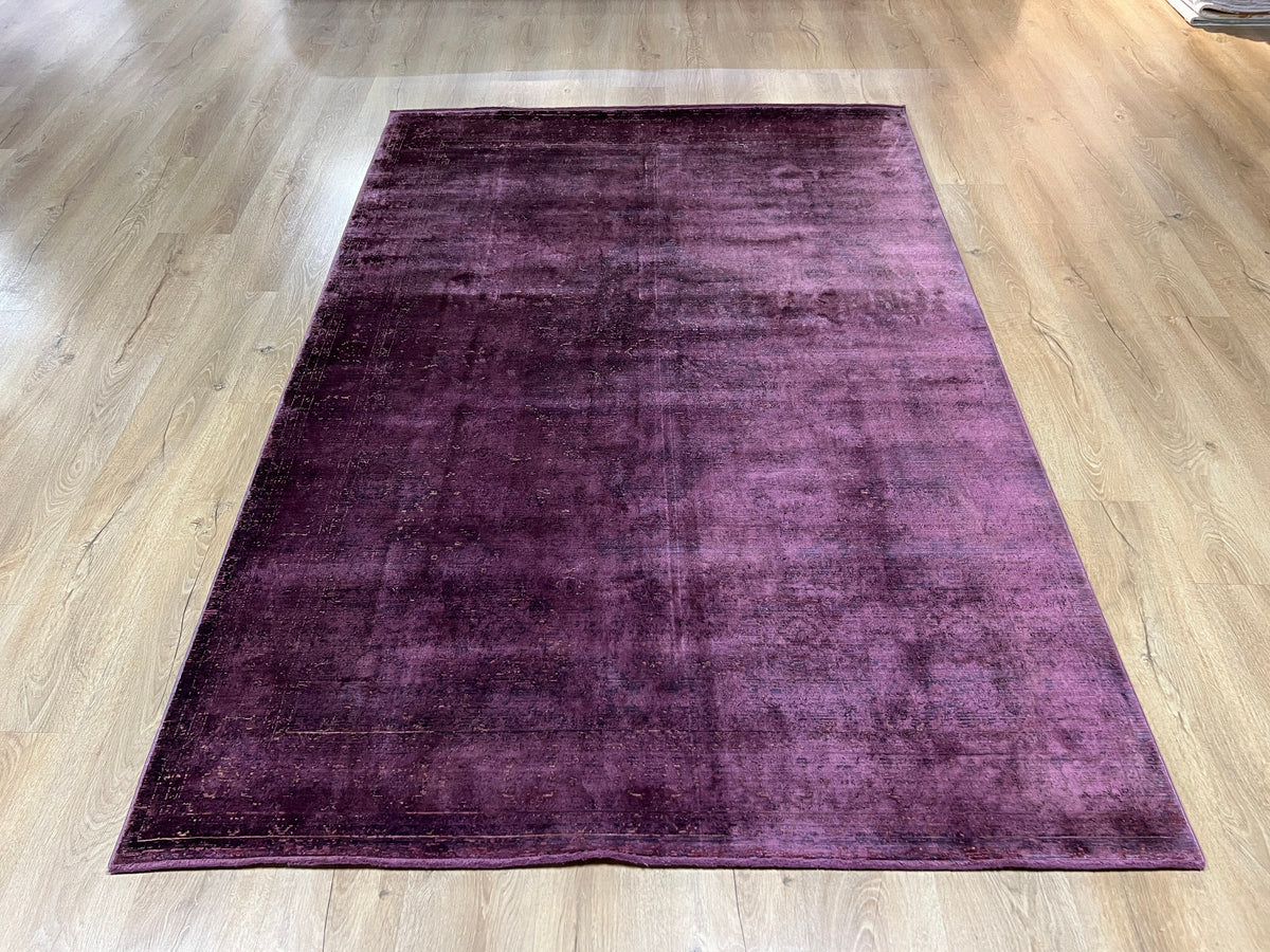 5x8 ft Plum Colour Bamboo Rug, Turkish Home Decor