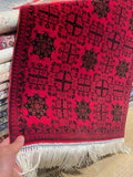 Red Ethnic Pattern Silk Rug, Traditional Small Silk Mat, Luxury Home Decor, Tapestry