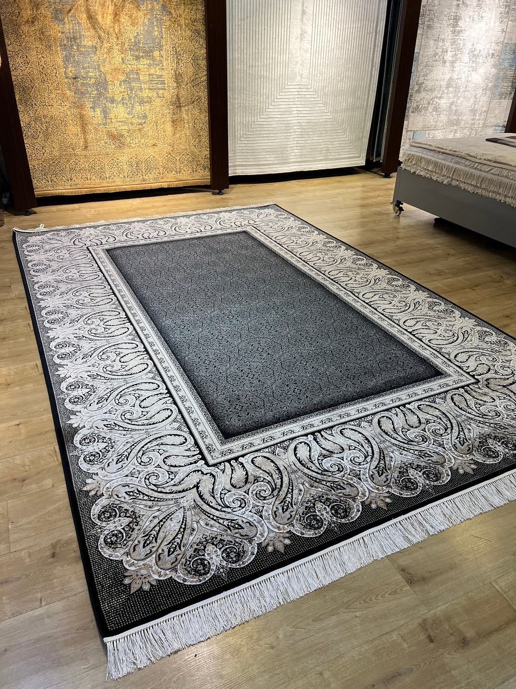 Black Silk Rug, Luxury Style Home Decor, Turkish Carpet