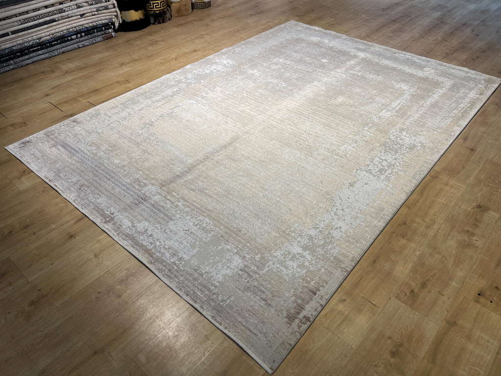 7x10 ft Brown Gray Abstract Bamboo Area Rug, Luxury Home Decor