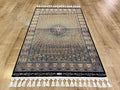 Black Gold Silk Turkish Rug, Small Gift Carpet, Home Decor