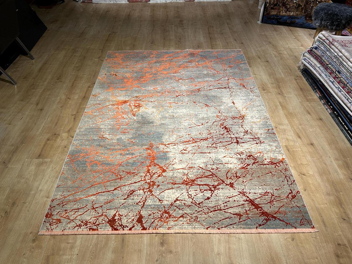5x8 ft Gray Terracotta Color Bamboo Rug, Contemporary Abstract Home Decor