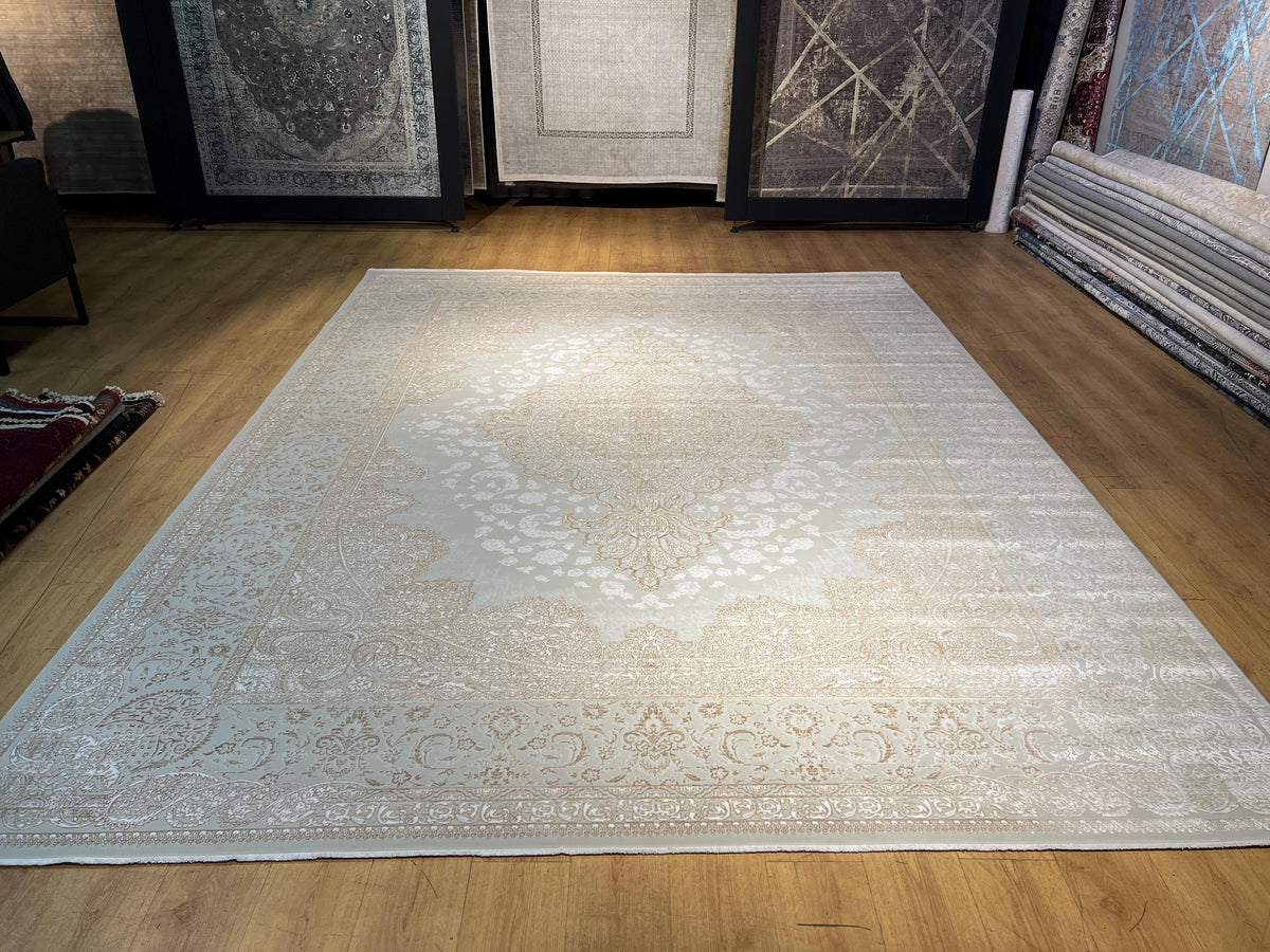 10x13 ft Gold Beige Medallion Bamboo Classic Area Rug