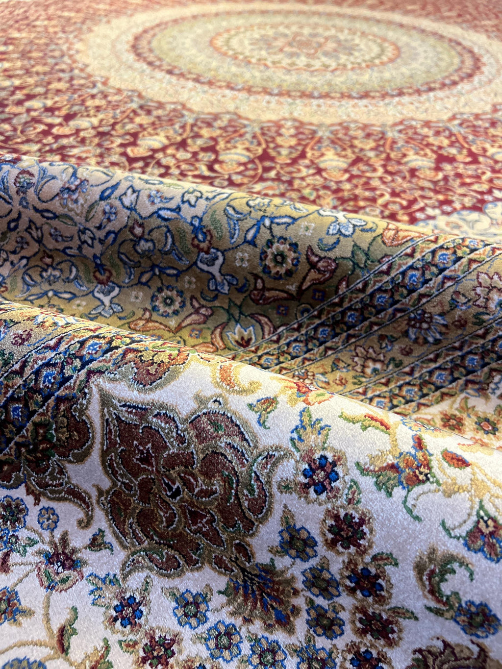 Red Medallion Silk Rug, 10x13 ft, Large Classic Traditional Area Rug