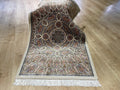 Cream Small Silk Rug, Ornate Medallion Silk Mat, Luxury Home Decor