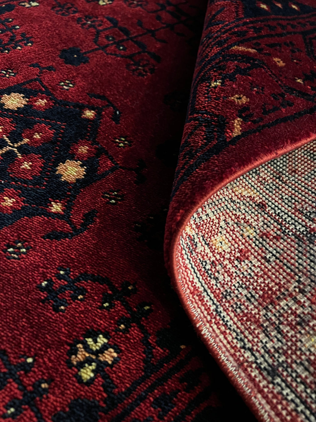 Red Turkish Area Rug, Nostalgic Design, 3x5 Traditional Carpet