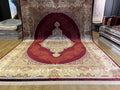 Red Gold Medallion Bamboo Silk Rug, 10x13 ft, Large Area Rug, Luxury Home Decor