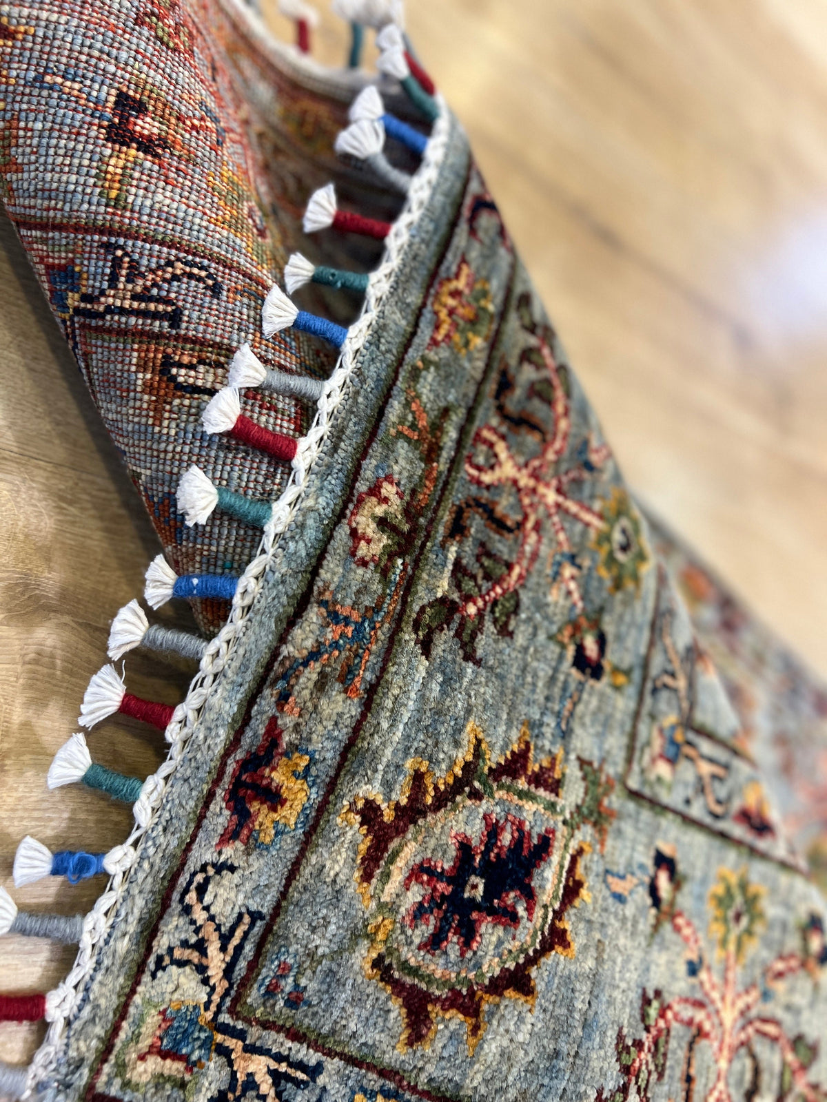 Blue Wool Rug, Traditional Turkish Style, 2.75x9.77 Ft
