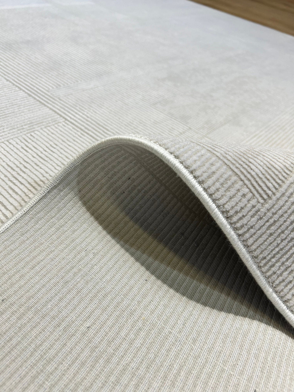 Ivory Bamboo Rug, Modern Striped Pattern Rug