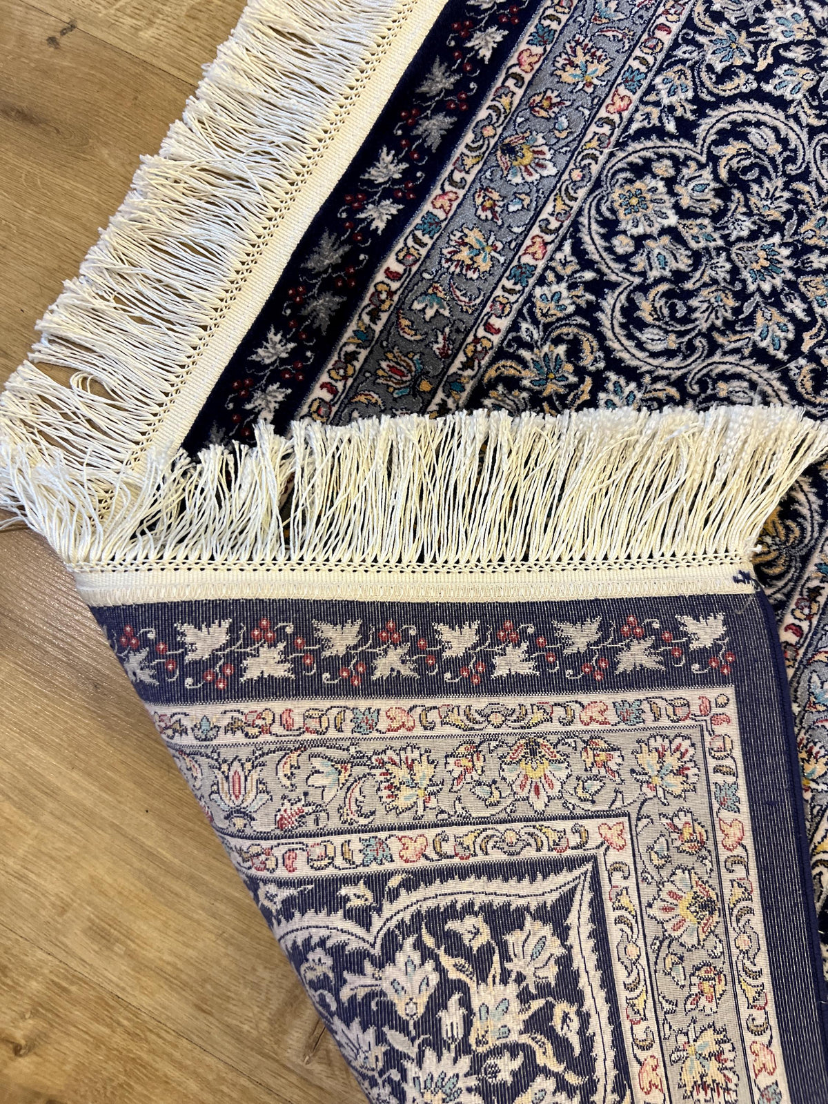 Gray Blue Turkish Silk Rug 7x10 ft, Oushak Style