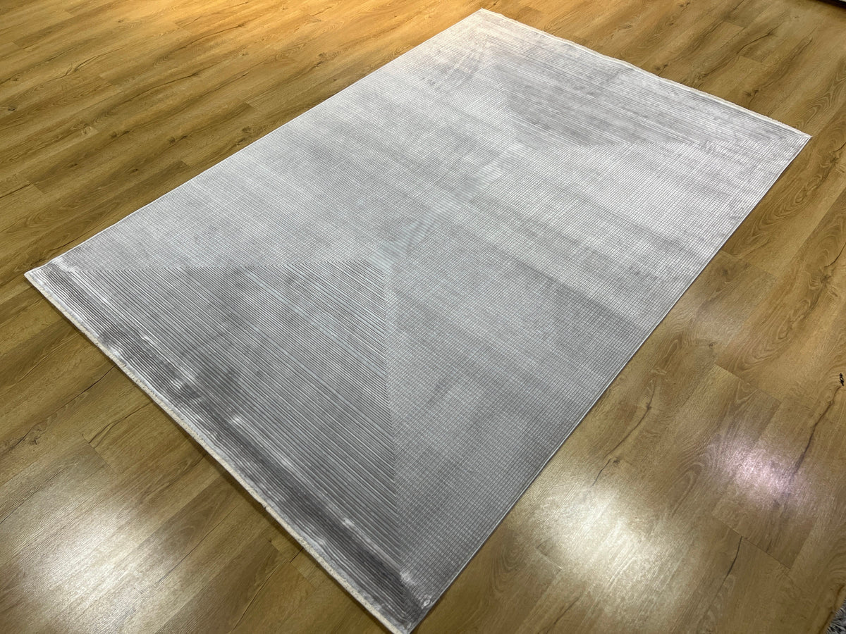 5x8 ft Ivory Cream Bamboo Rug, Striped Modern Bamboo Carpet