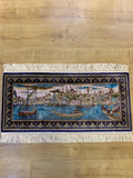 Silk Table Mat, Tapestry, Ottoman Coastal View Rug (2.95X1.32ft)