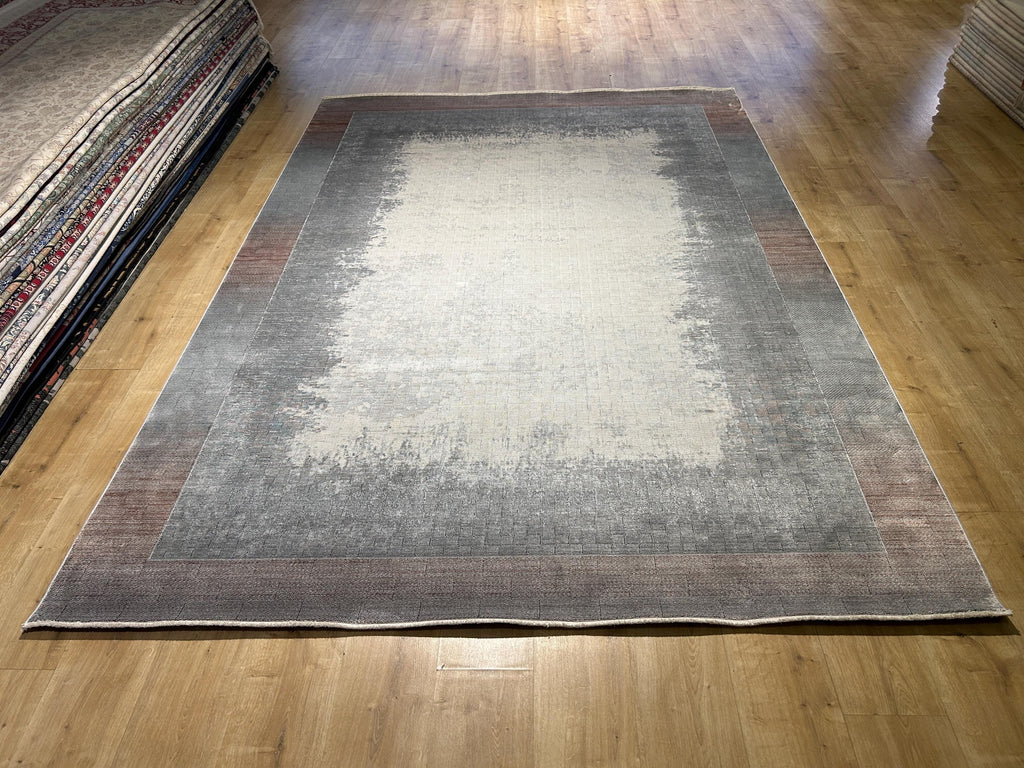 7x10 ft Gray Brick Colour Bamboo Rug, Minimalist Modern Rug