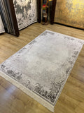 Gray Bamboo Rug, 5x8 ft, Classic Medallion Carpet, Turkish Home Decor