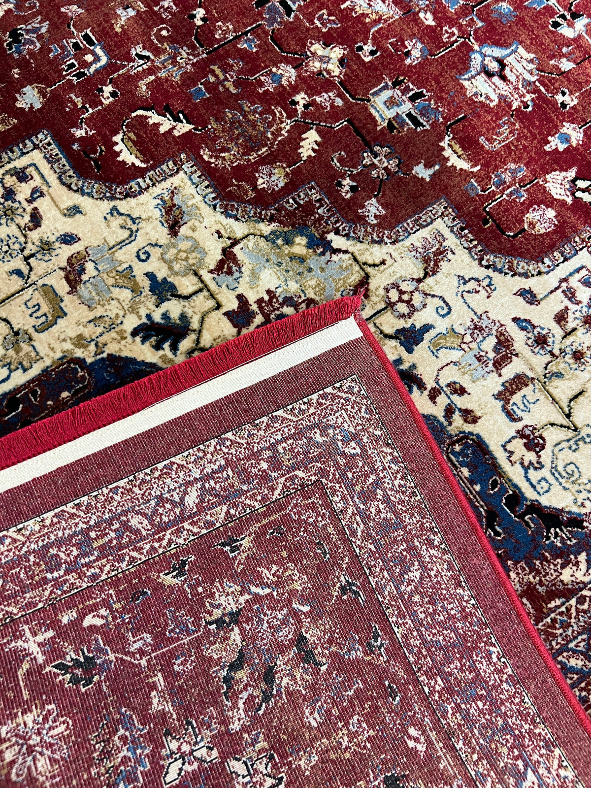 5x8 ft Red Bamboo Silk Rug, Turkish Traditional Carpet for Living Room