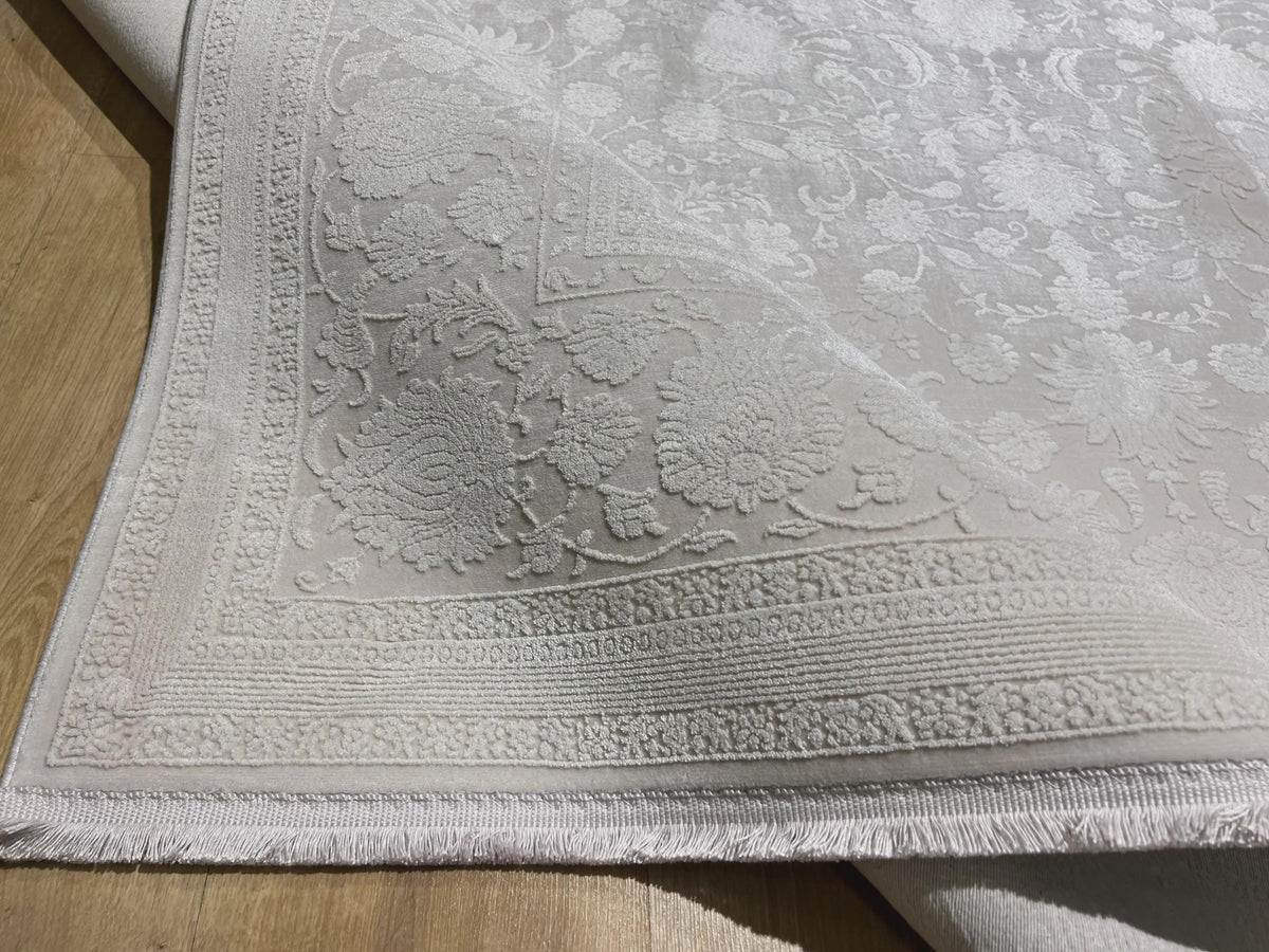 Ivory Rug, Floral Desigm Carpet, Turkish Home Decor