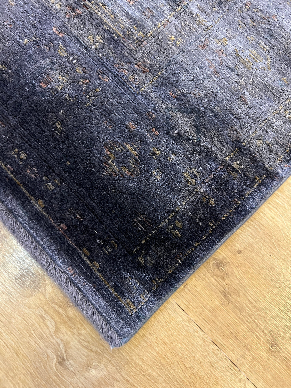 Smoked Gray  Bamboo Rug, Distressed Pattern Traditional Rug, Luxury Home Decor
