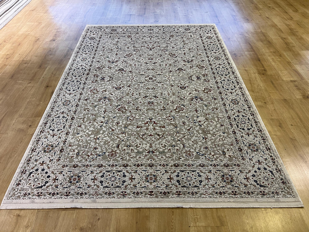 5x8 Gray Bamboo Rug, Floral Pattern Turkish Bamboo Carpet