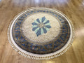 Ivory Silk Rug, Gold Pattern With Blue Medallion, Classic Luxury Area Rug