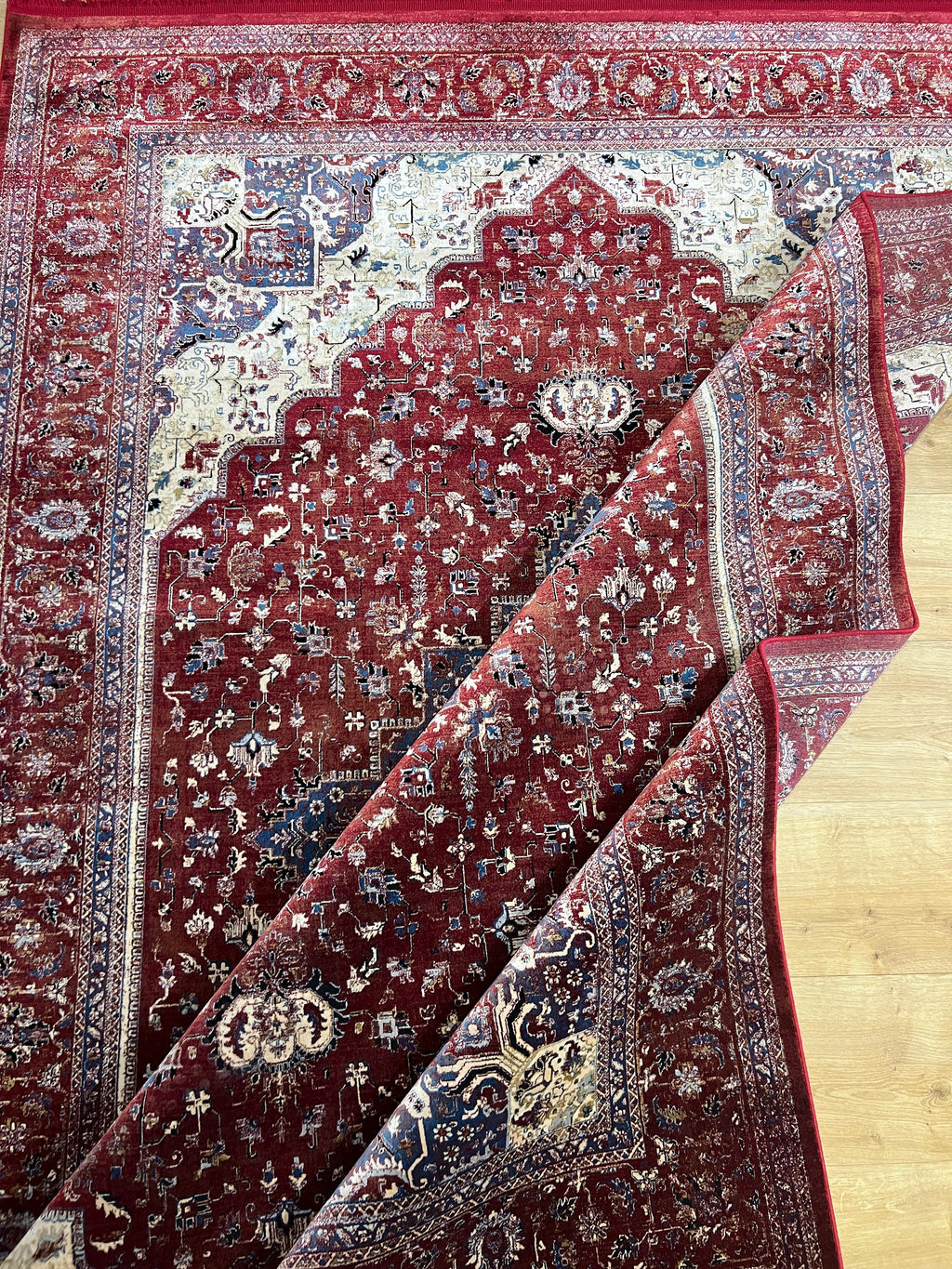 5x8 ft Red Bamboo Silk Rug, Turkish Traditional Carpet for Living Room
