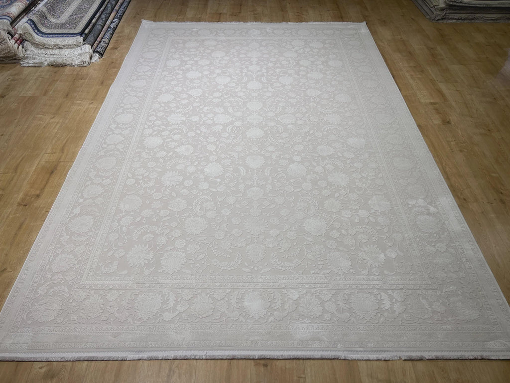 Ivory Rug, Floral Desigm Carpet, Turkish Home Decor