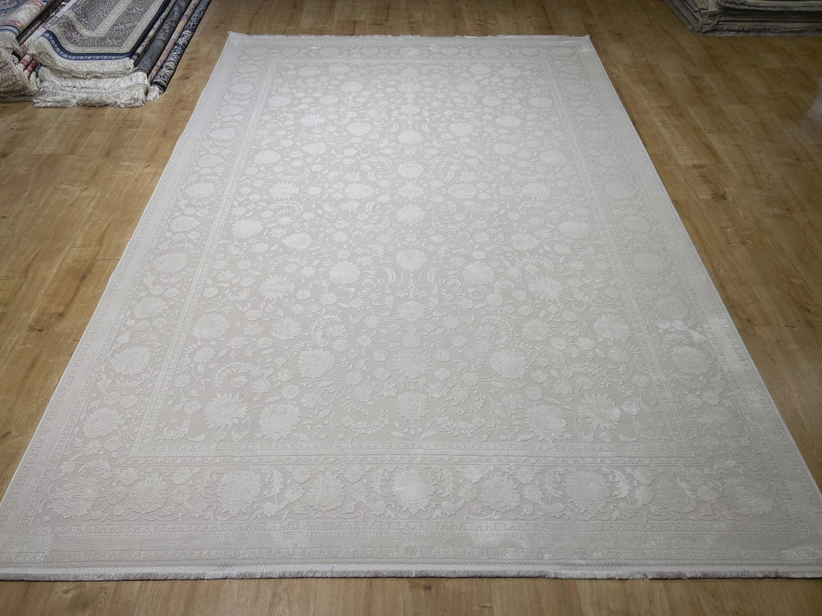 Ivory Rug, Floral Desigm Carpet, Turkish Home Decor